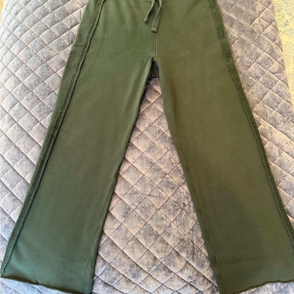 Frank & Eileen Catherine hunter green Wide-Leg Drawstring Pants